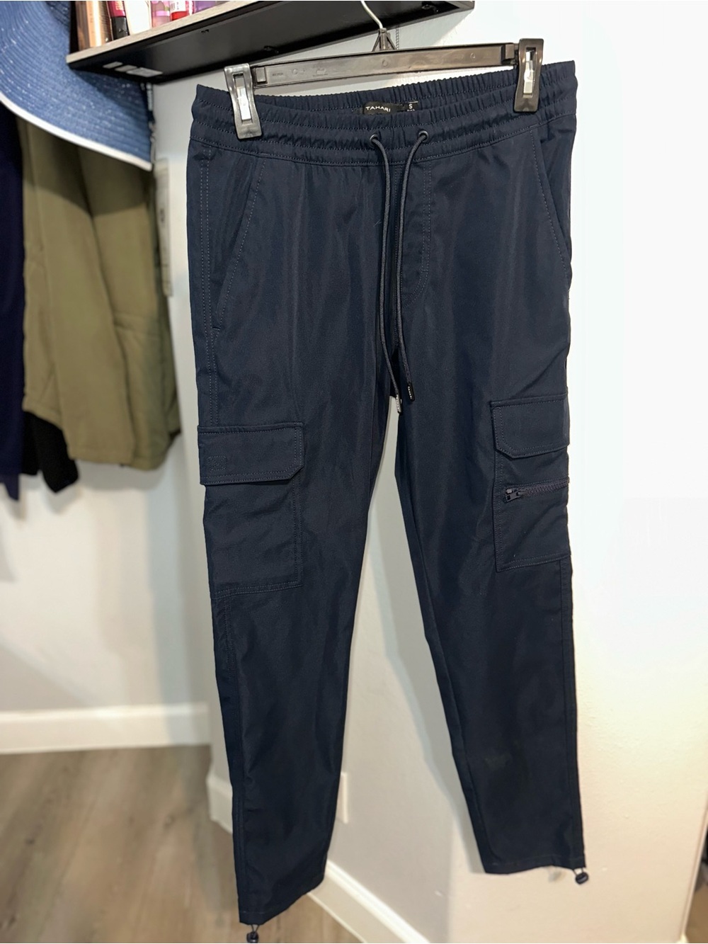 Tahari Navy Cargo Joggers with Drawstring